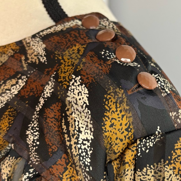 Vintage 80’s Sheer Silky Stripe See-through‎ Abstract Art Print Blouse - Picture 7 of 13